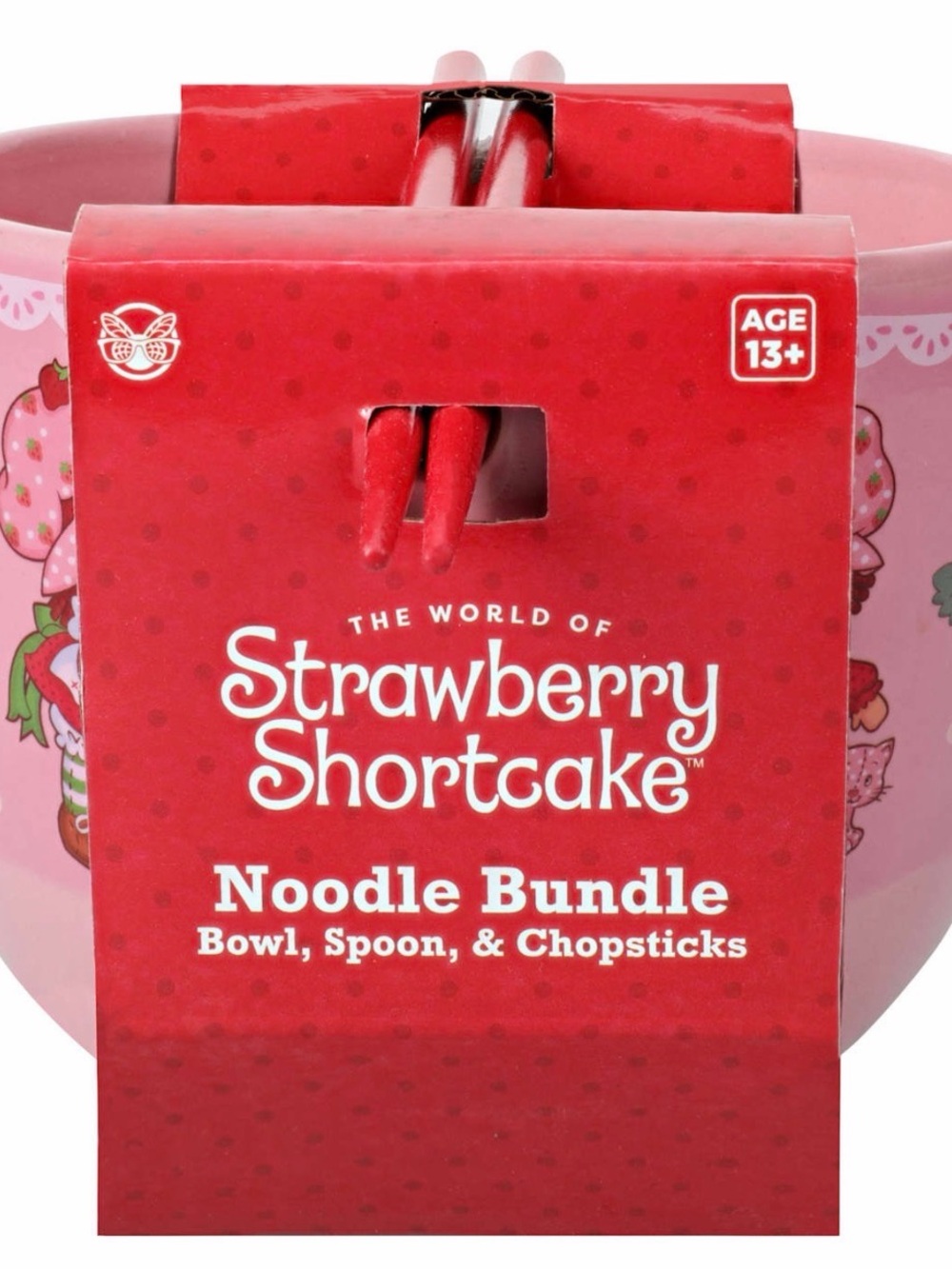 (New) Strawberry Shortcake Noodle Bundle Ramen Bowl w/ Spoon & Chopsticks